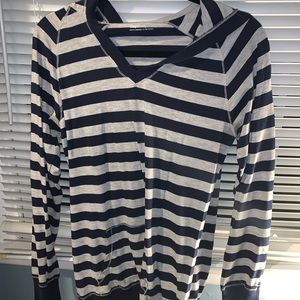 Blue and grey stripped long sleeved hoodie